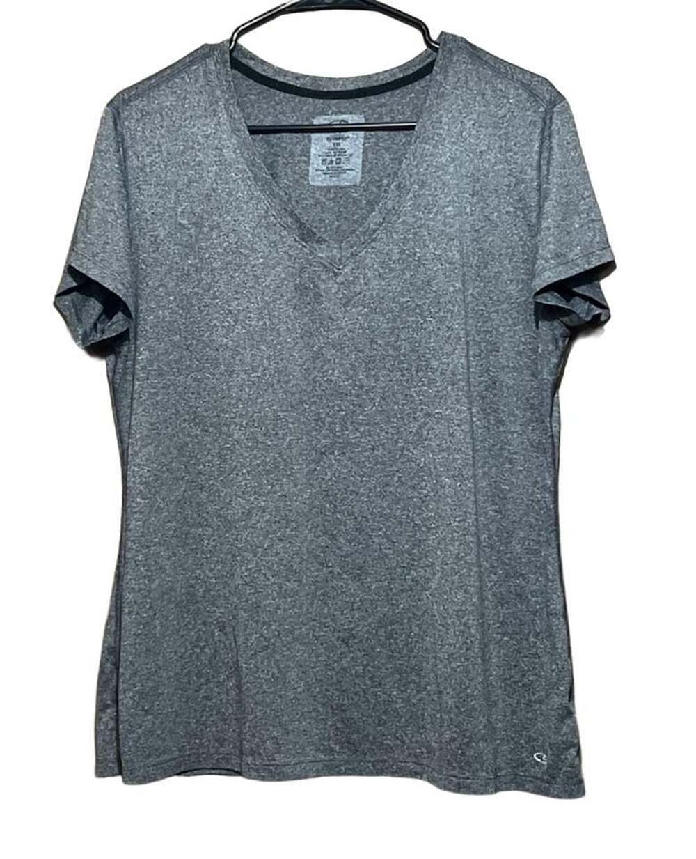 C9 Champion Duo Dry V-Neck T-Shirt Size XXL Heathered Gray Athletic